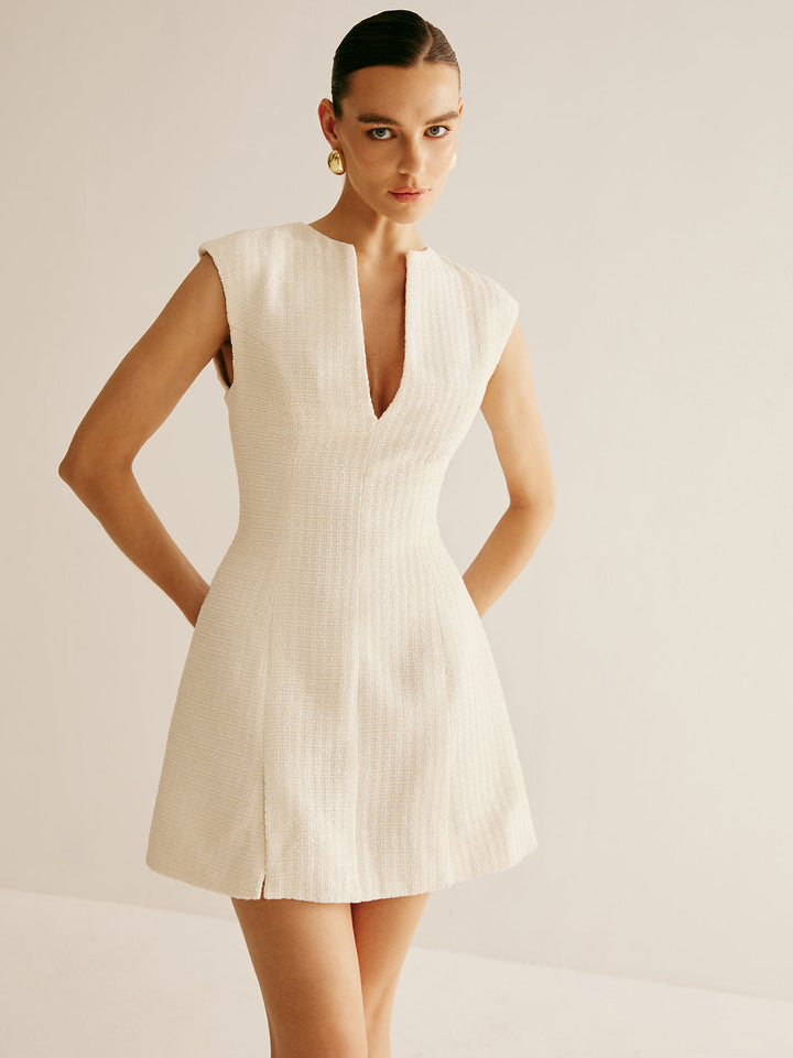Gefüttertes Hemdkleid mit Reißverschluss aus Tweed