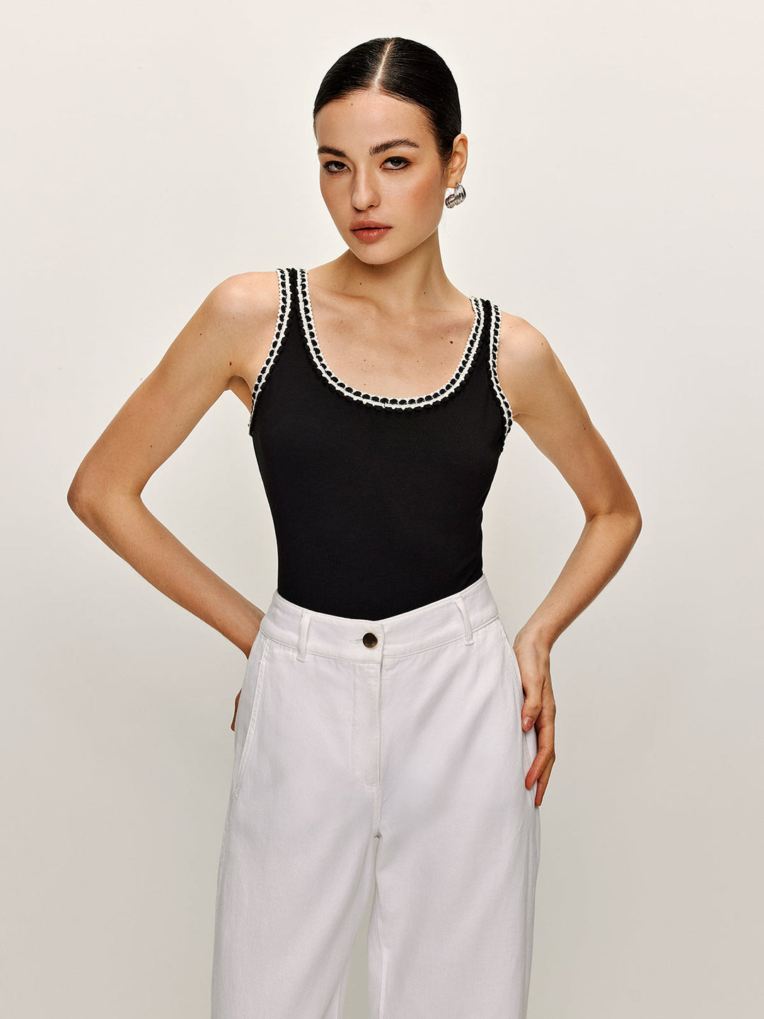 Bodysuit mit Kontrastbesatz aus Baumwolle