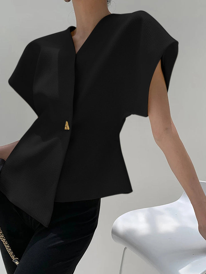 Modische V-Ausschnitt-Bluse mit Knopfleiste
