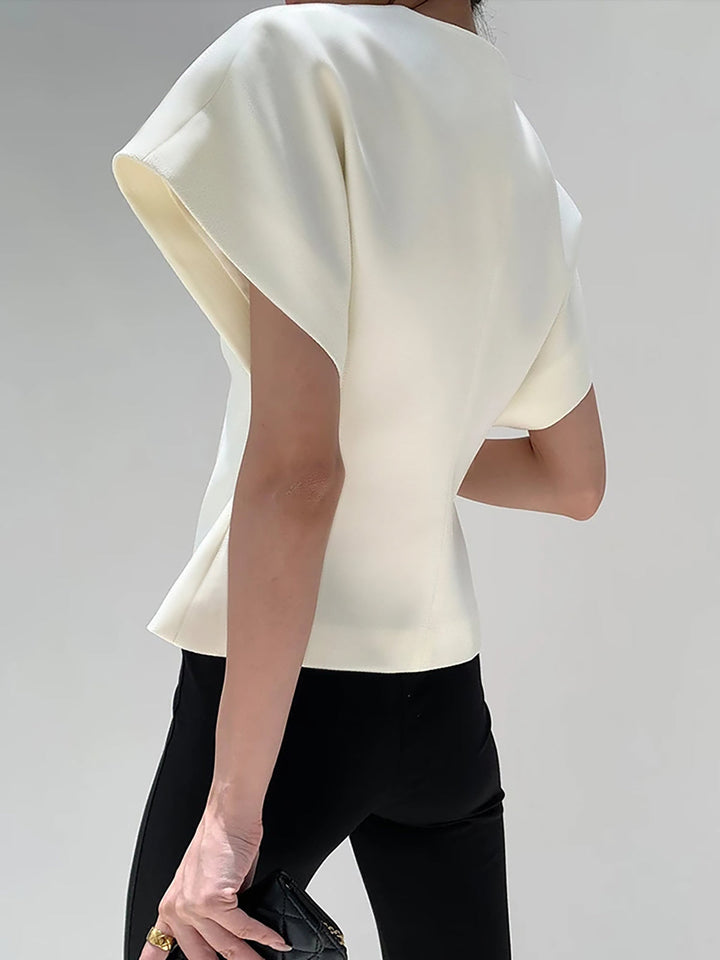 Modische V-Ausschnitt-Bluse mit Knopfleiste