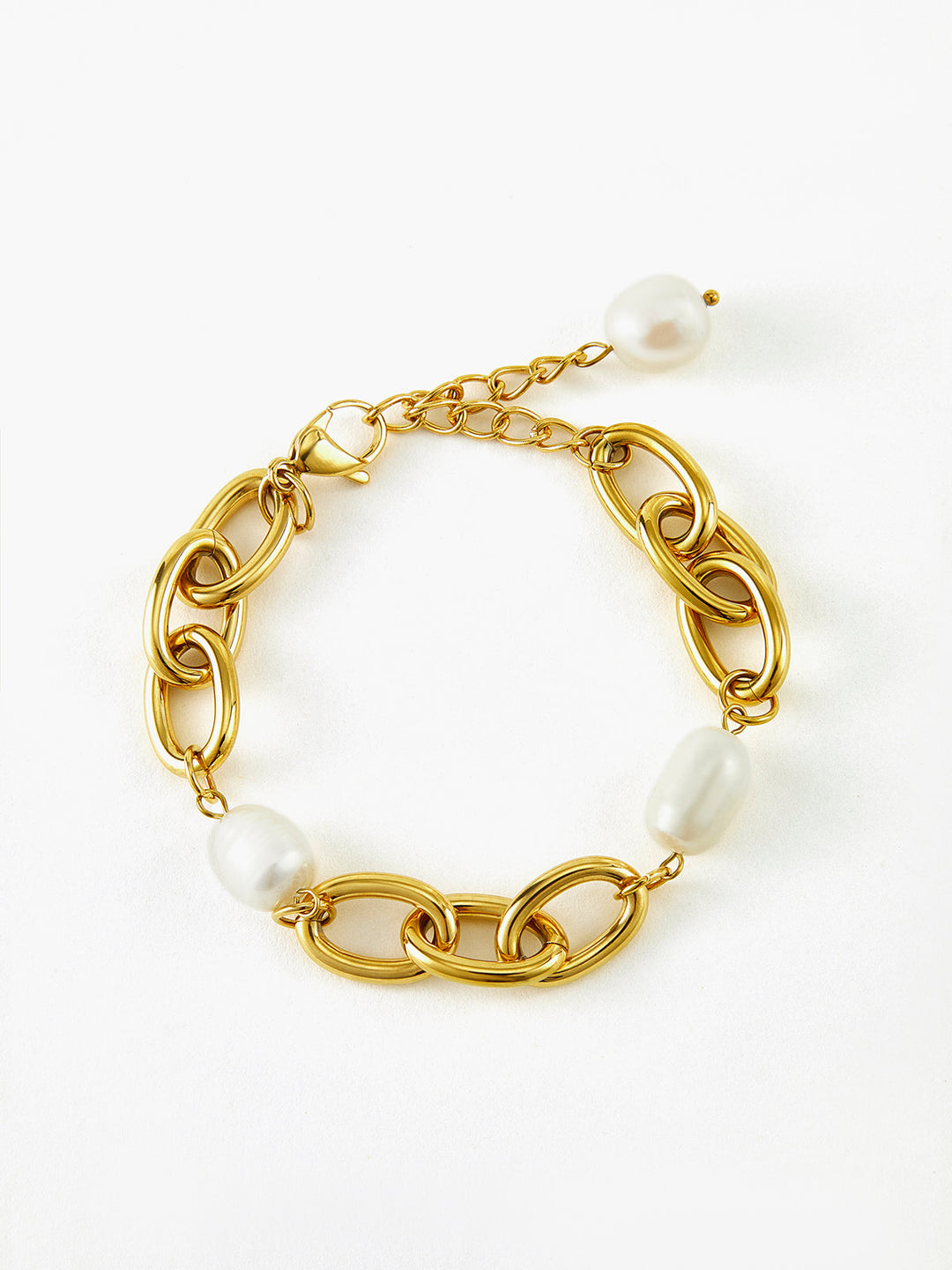 Oval Perle Goldene Kettenarmband
