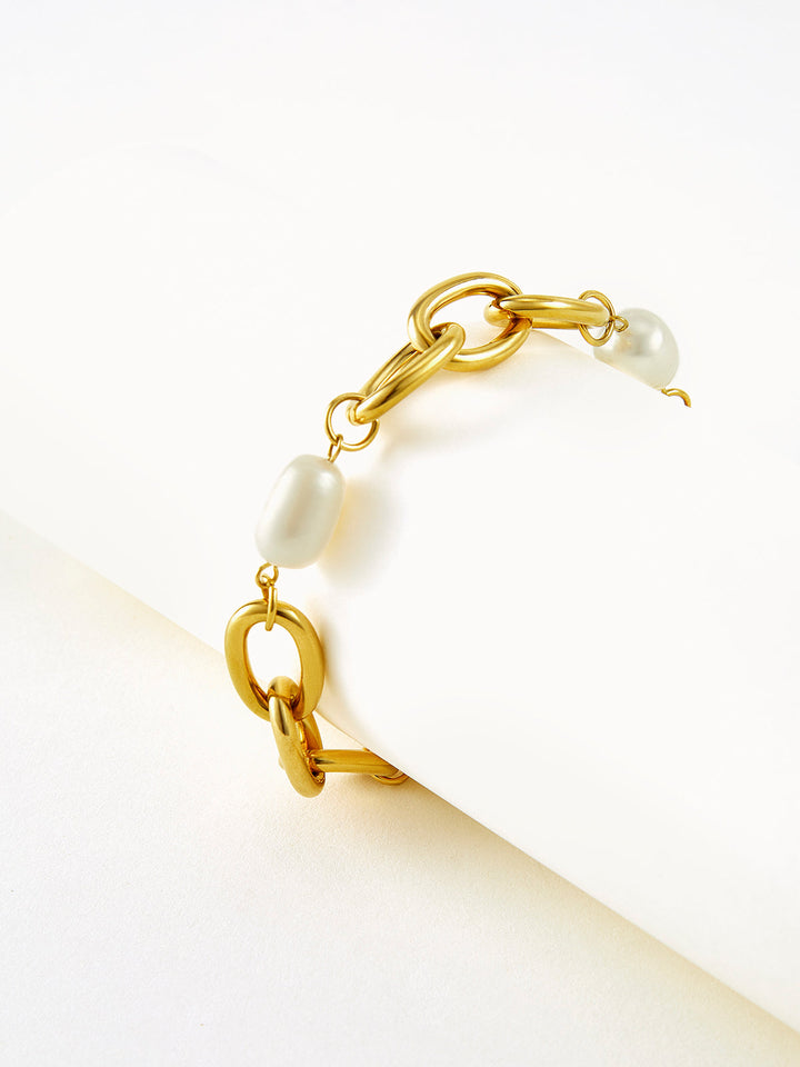 Oval Perle Goldene Kettenarmband