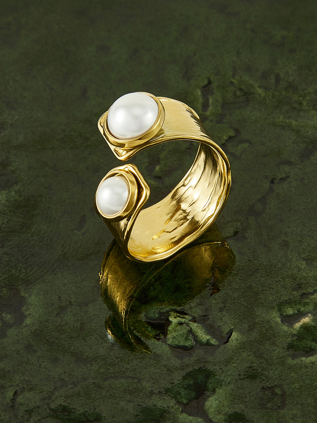 Goldene Tunnelperlen-Ring