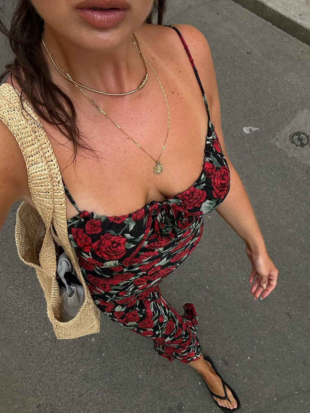 Bulgarische Rosen Blumen Cami Langes Kleid