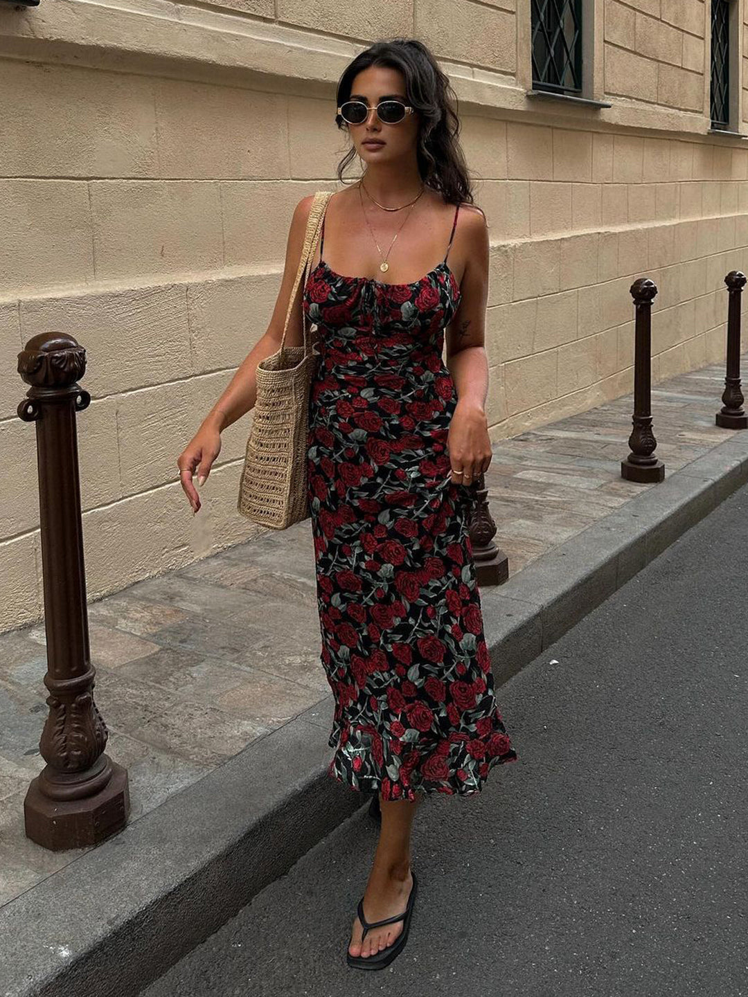 Bulgarische Rosen Blumen Cami Langes Kleid