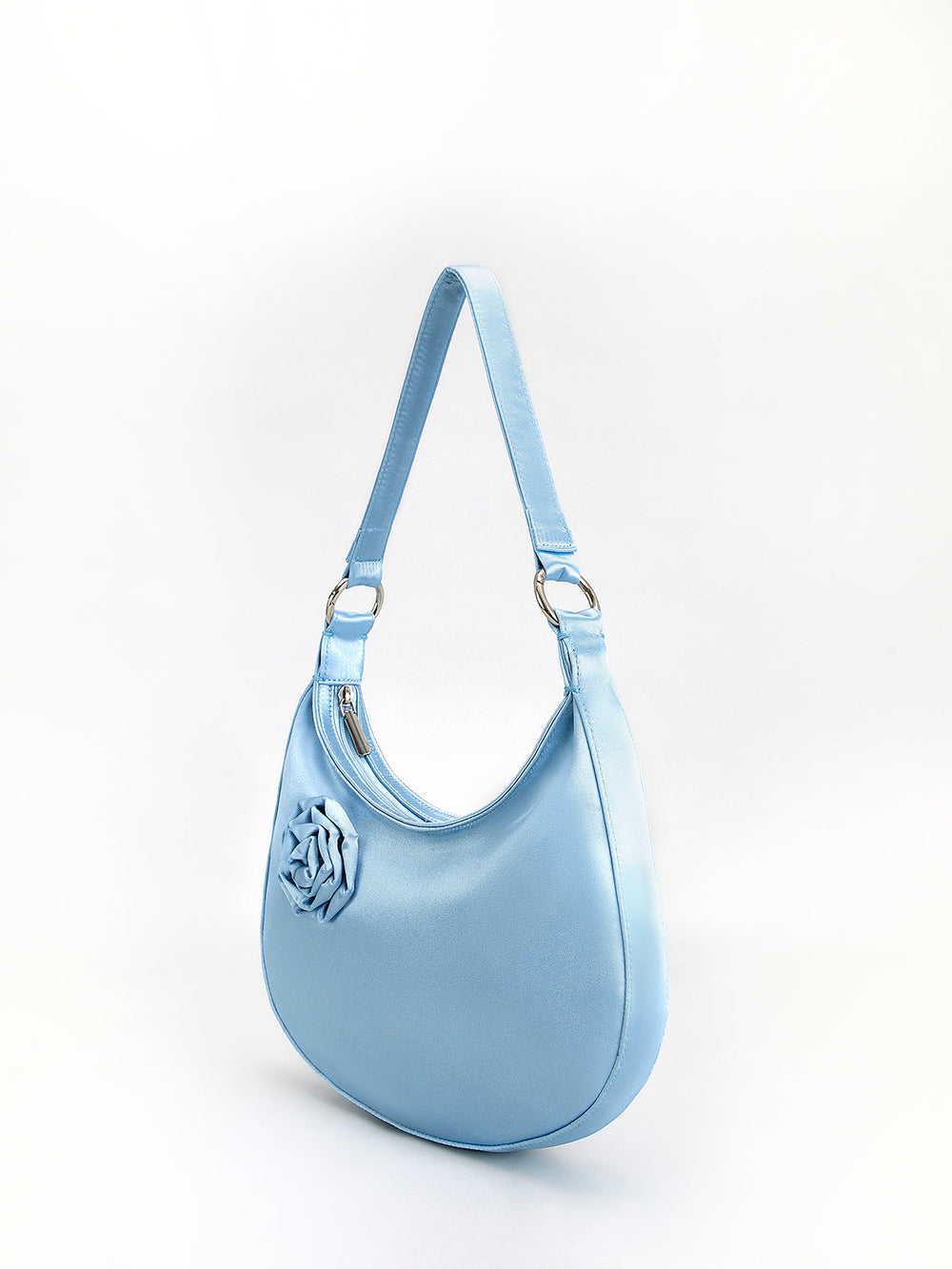 3D Blumen Reißverschluss Halbmond Tasche