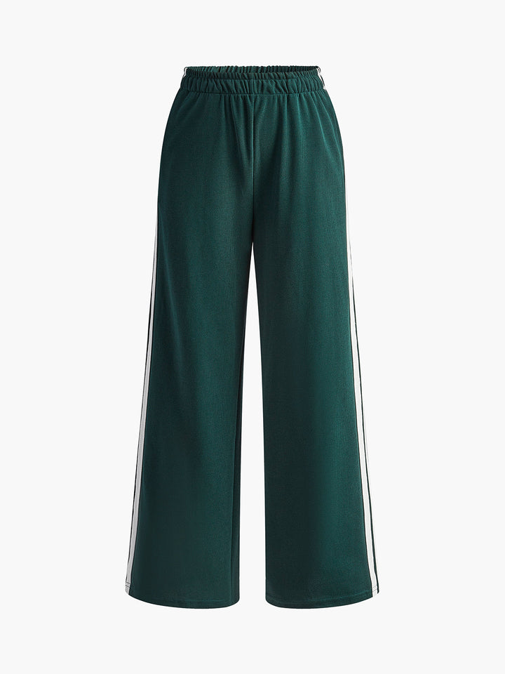 Lässige Patchwork-Hose mit Streifen
