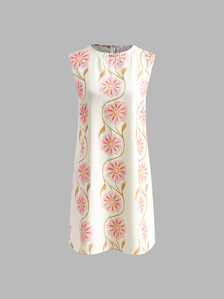 Romantisches ärmelloses kurzes Kleid mit Print
