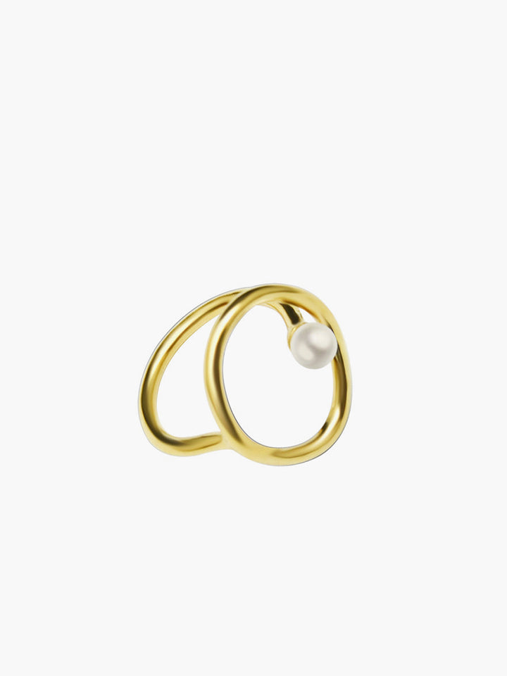 Oval Circle Süßwasserperlen Goldring