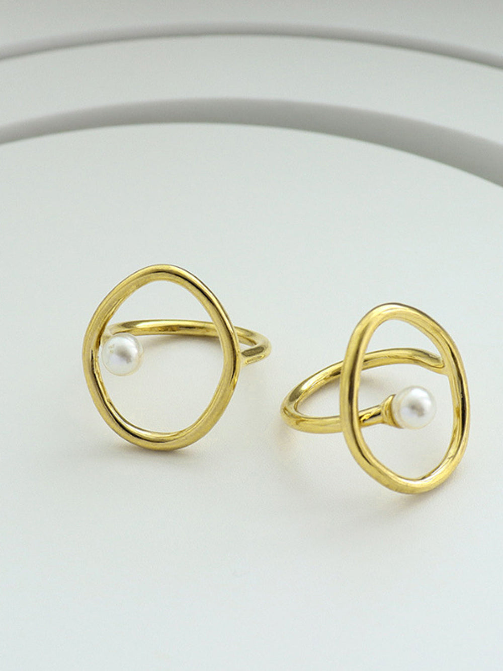 Oval Circle Süßwasserperlen Goldring