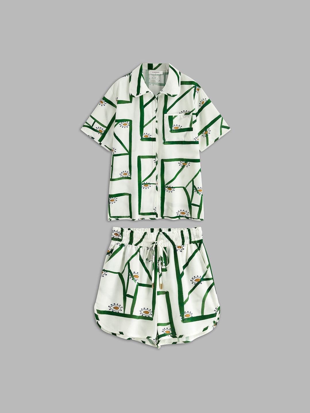 Print Kordelzug-Shorts-Set