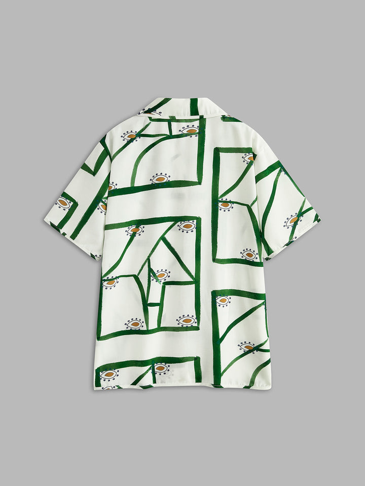 Print Kordelzug-Shorts-Set
