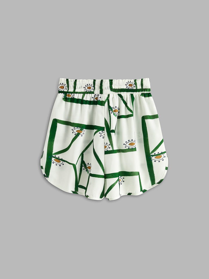 Print Kordelzug-Shorts-Set