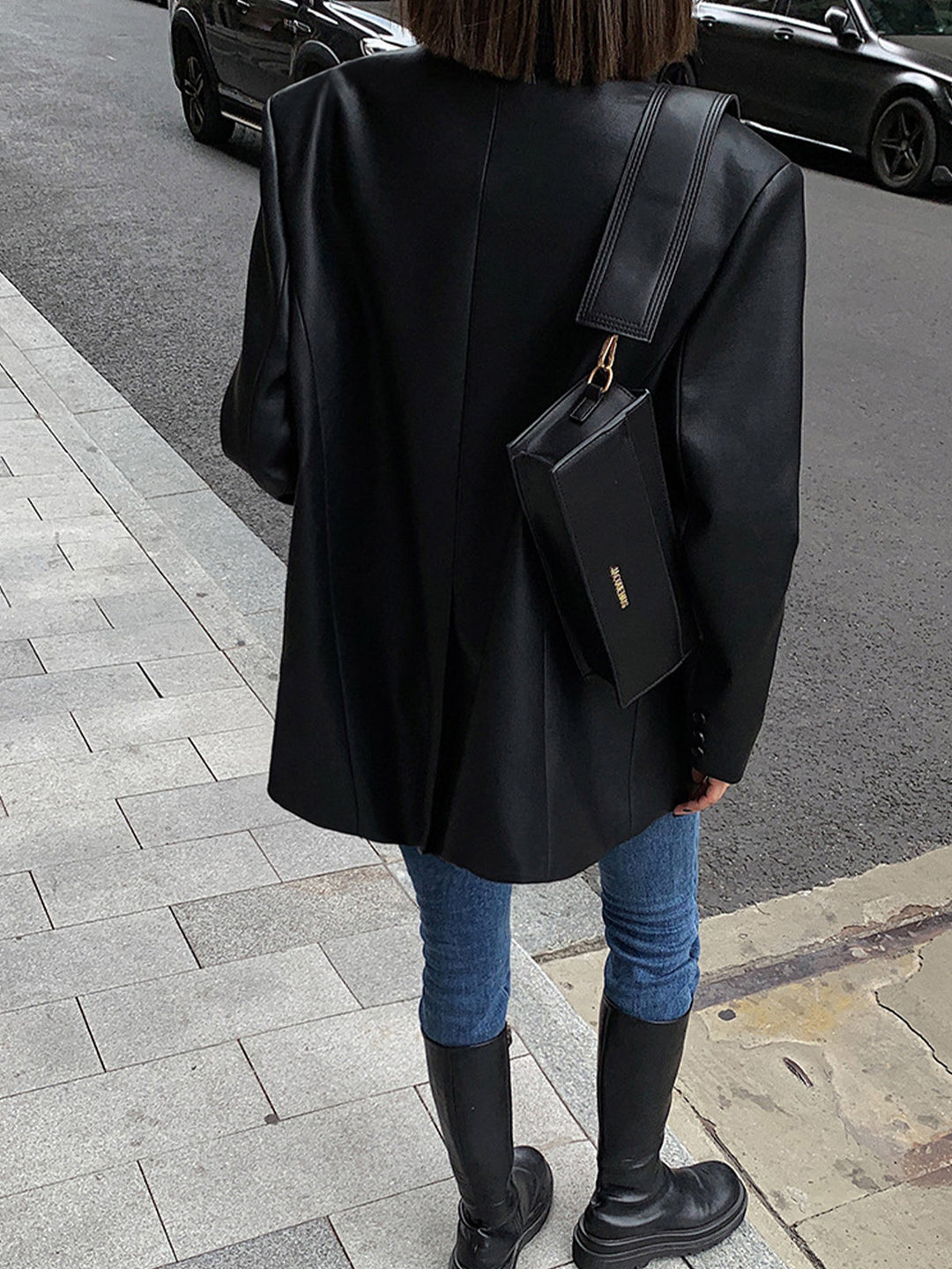 Reverskragen-Blazer aus Leder
