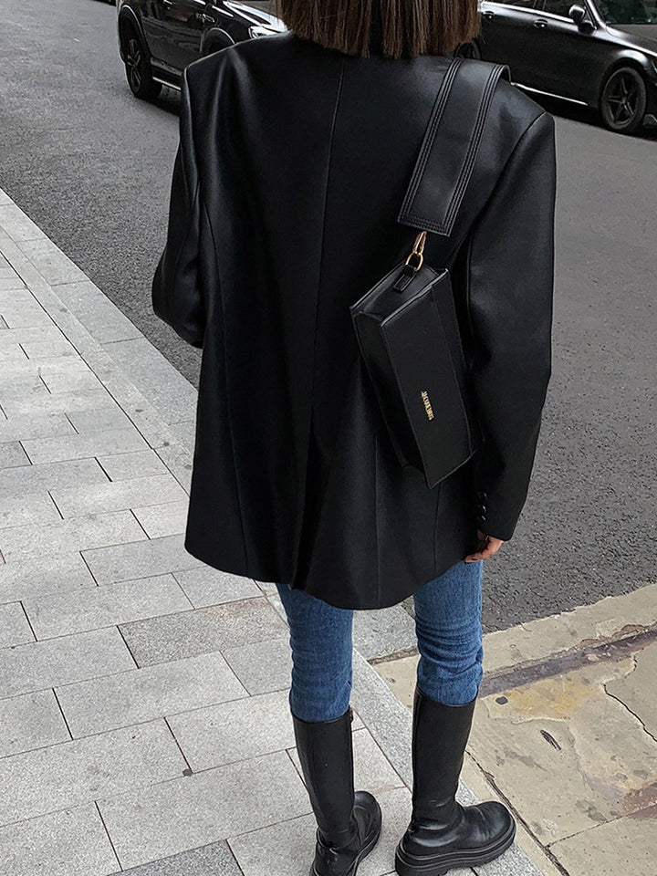 Reverskragen-Blazer aus Leder