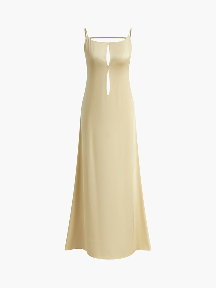 Rückenfreies Urlaubs-Satin-Langkleid