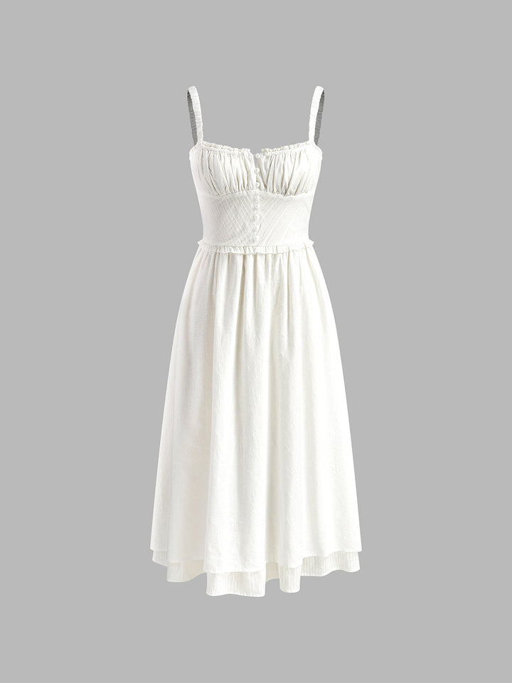 Rüschensaum-Träger-Midi-Kleid mit Paisleymuster