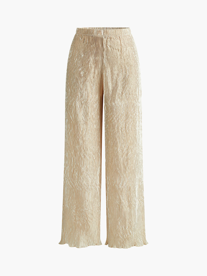 Asymmetrisches Neckholder-Crop-Top mit Palazzo-Hosen-Set