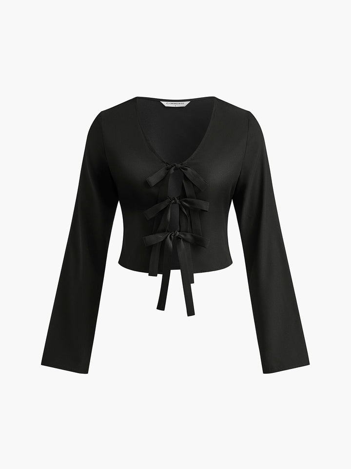 Tie Front Slim Bluse