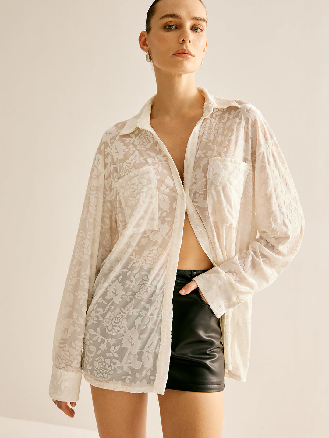 Halbtransparente Jacquard-Poloshirt