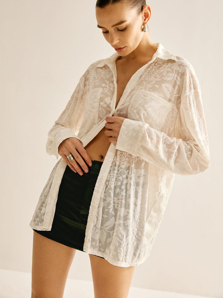 Halbtransparente Jacquard-Poloshirt