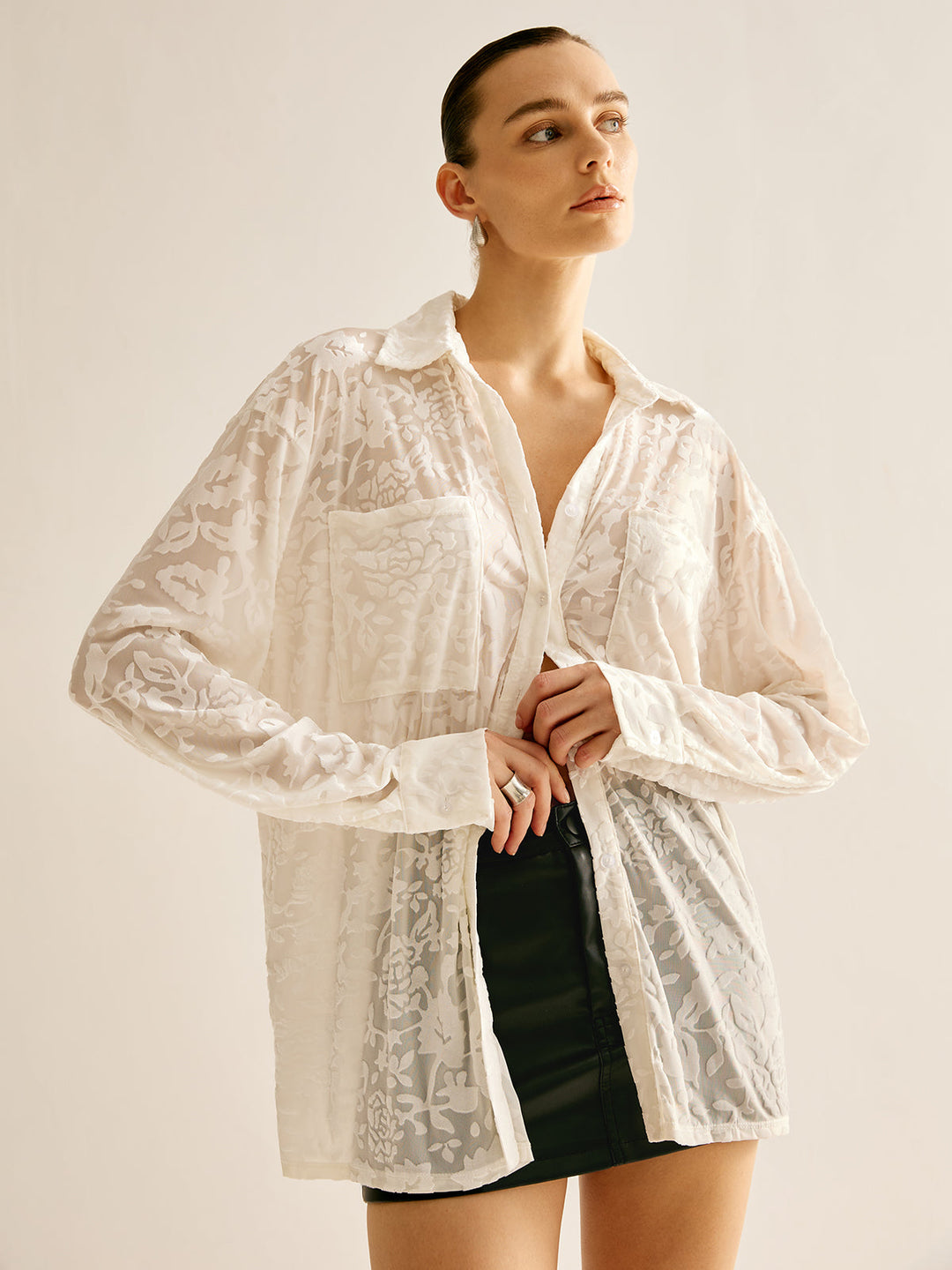 Halbtransparente Jacquard-Poloshirt