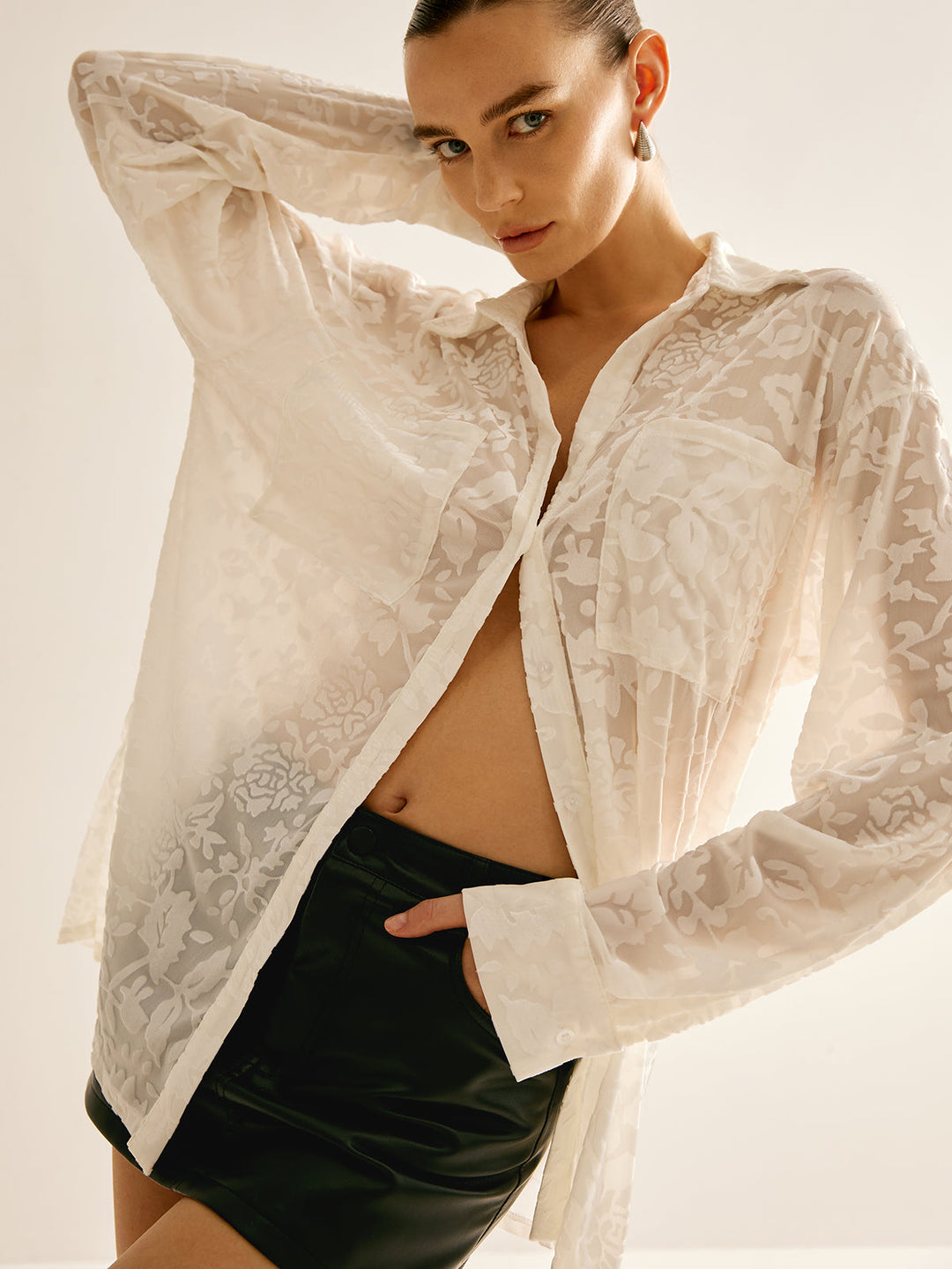Halbtransparente Jacquard-Poloshirt