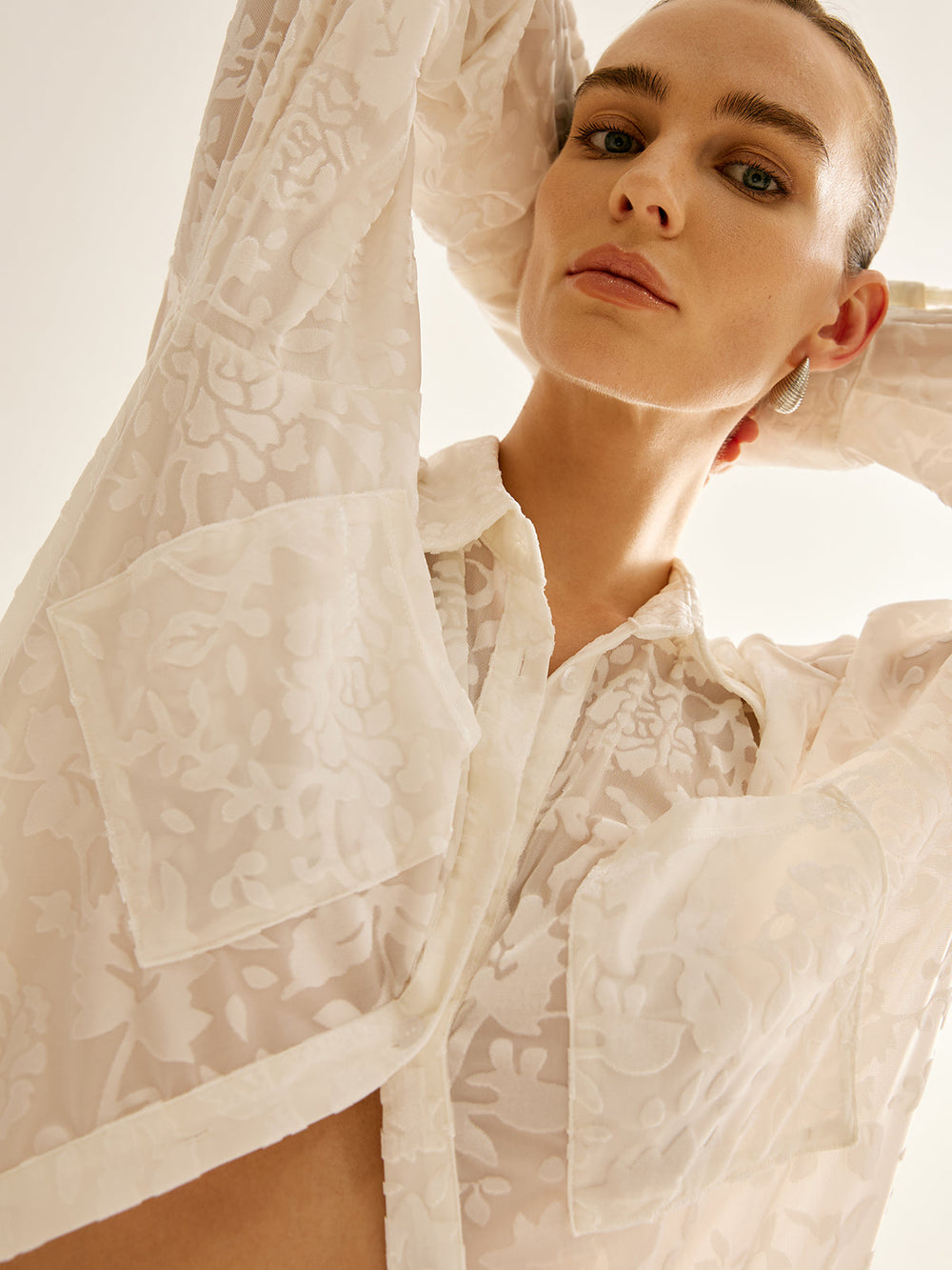 Halbtransparente Jacquard-Poloshirt