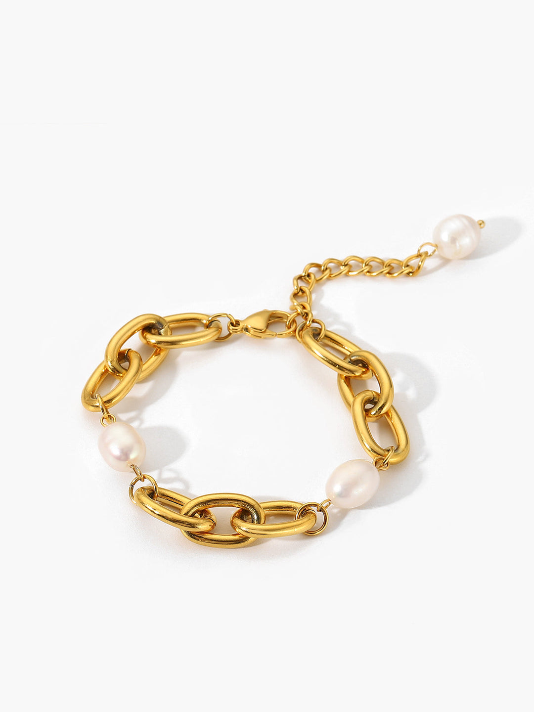 Oval Perle Goldene Kettenarmband
