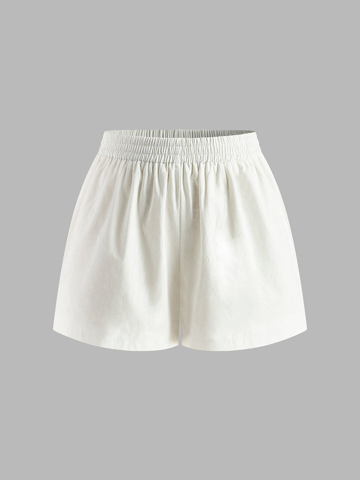 Baumwoll- & Leinen-Neckholder-Top mit Hosen-Set ohne Rücken