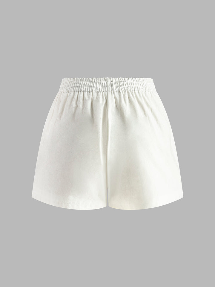 Baumwoll- & Leinen-Neckholder-Top mit Hosen-Set ohne Rücken