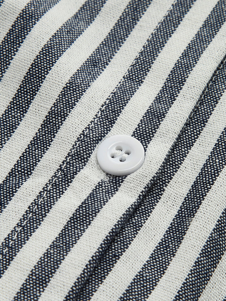 Baumwoll- & Leinen-Nadelstreifen-Loose-Shirt