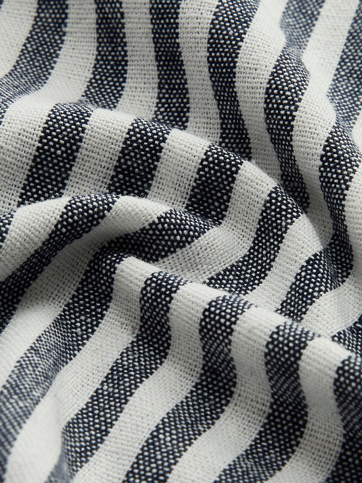 Baumwoll- & Leinen-Nadelstreifen-Loose-Shirt