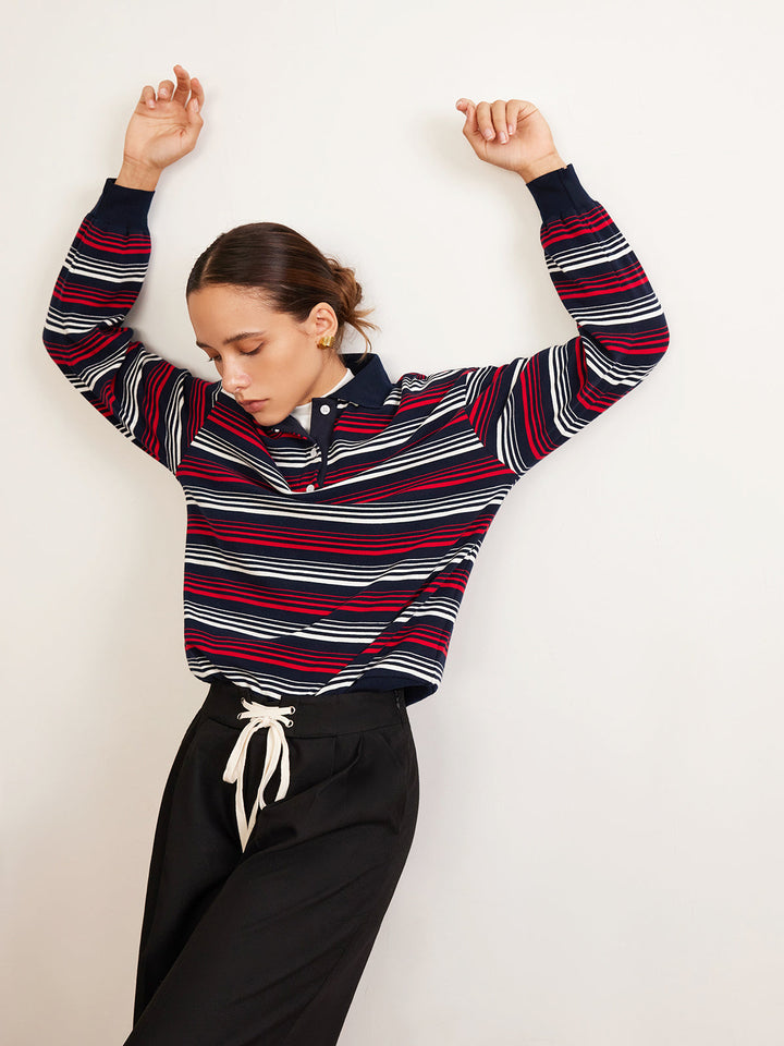 Retro Gestreiftes Polo-Shirt