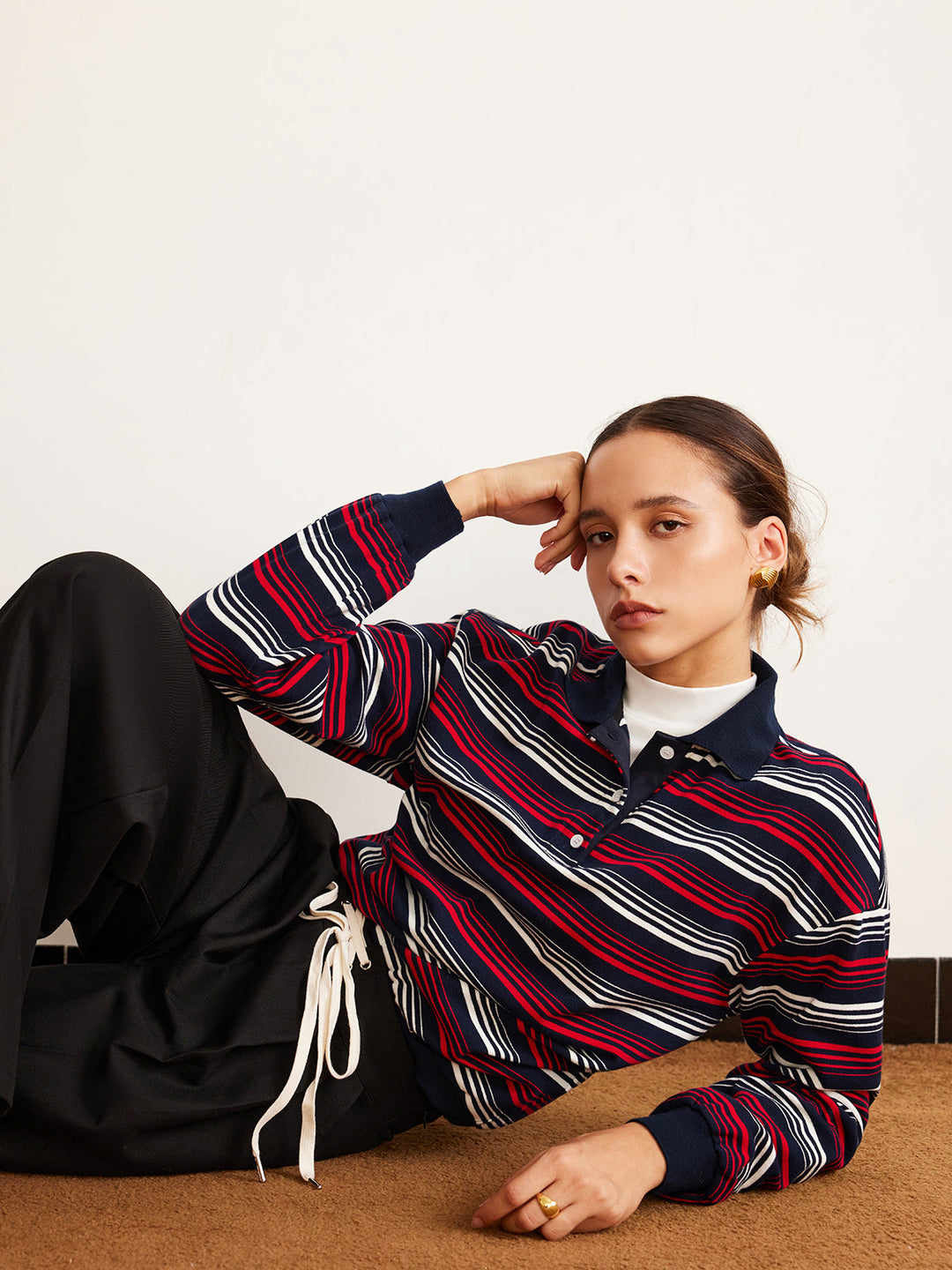 Retro Gestreiftes Polo-Shirt