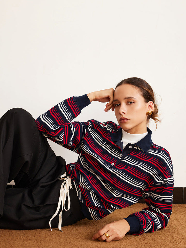Retro Gestreiftes Polo-Shirt