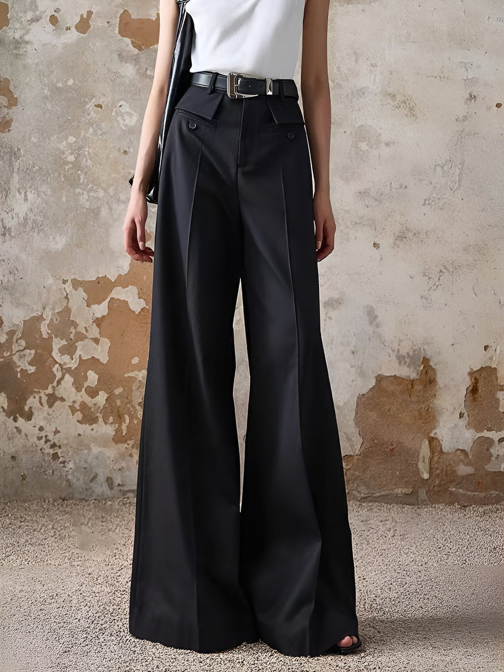 High-Waist Schlaghosen ohne Gürtel