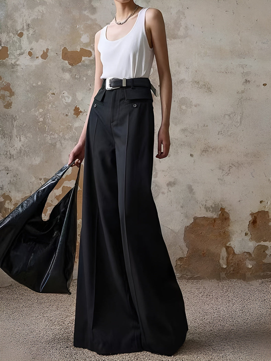 High-Waist Schlaghosen ohne Gürtel