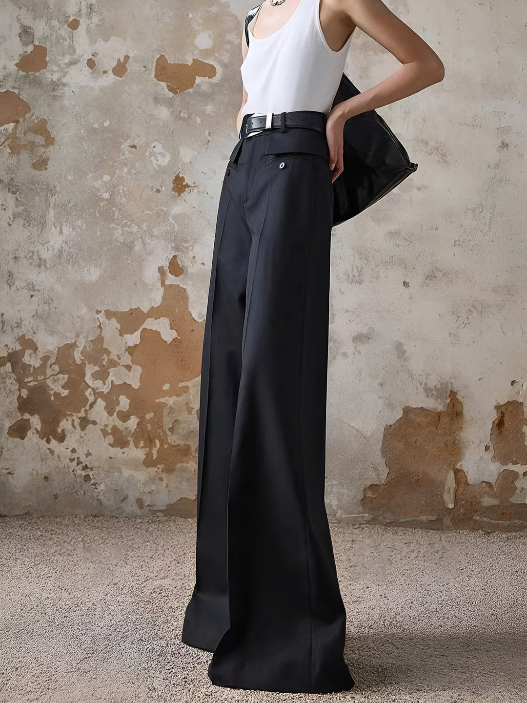 High-Waist Schlaghosen ohne Gürtel