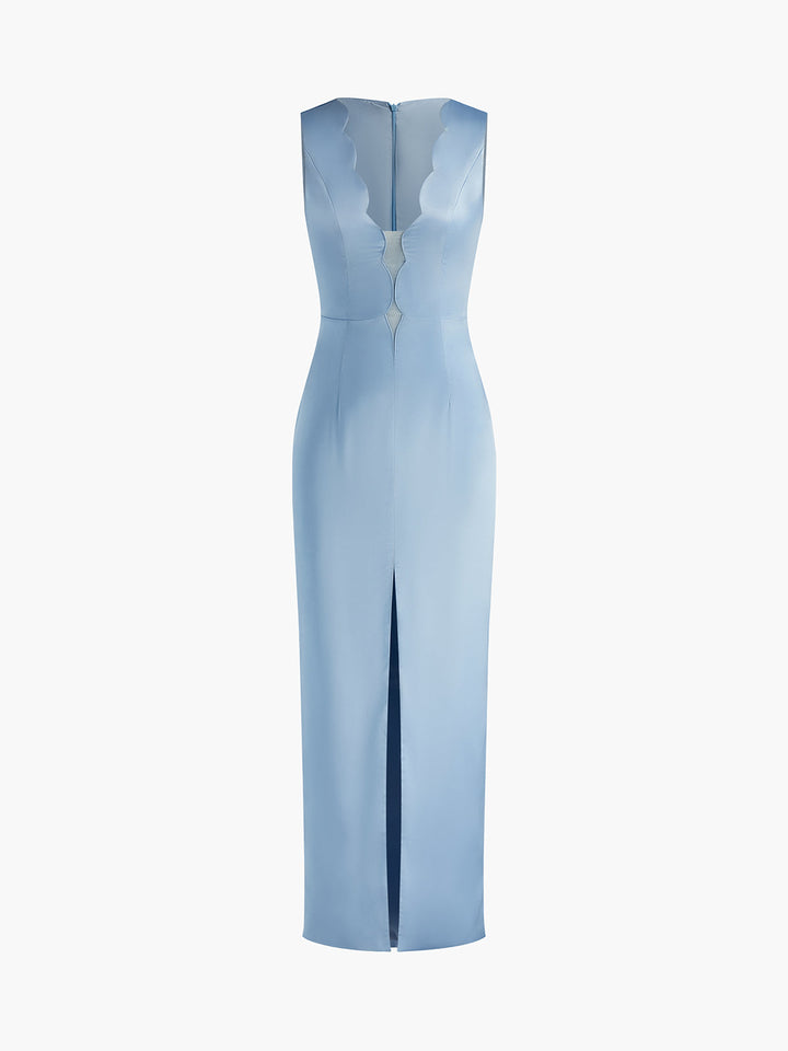 Lettuch-Trim-Bleistift-Maxikleid