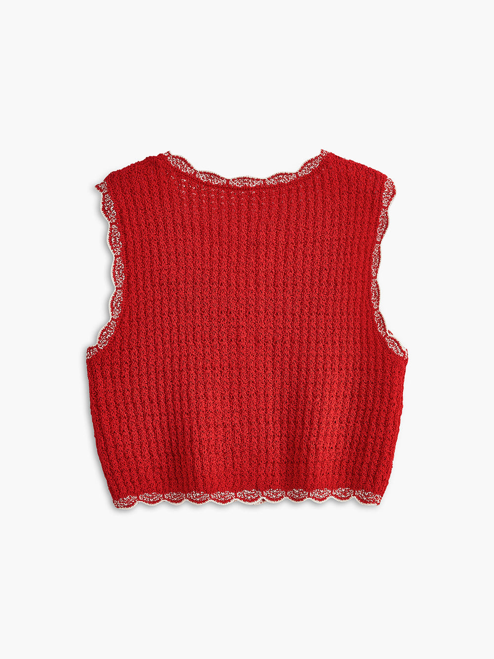 Wave Trim Breasted Sweater Weste