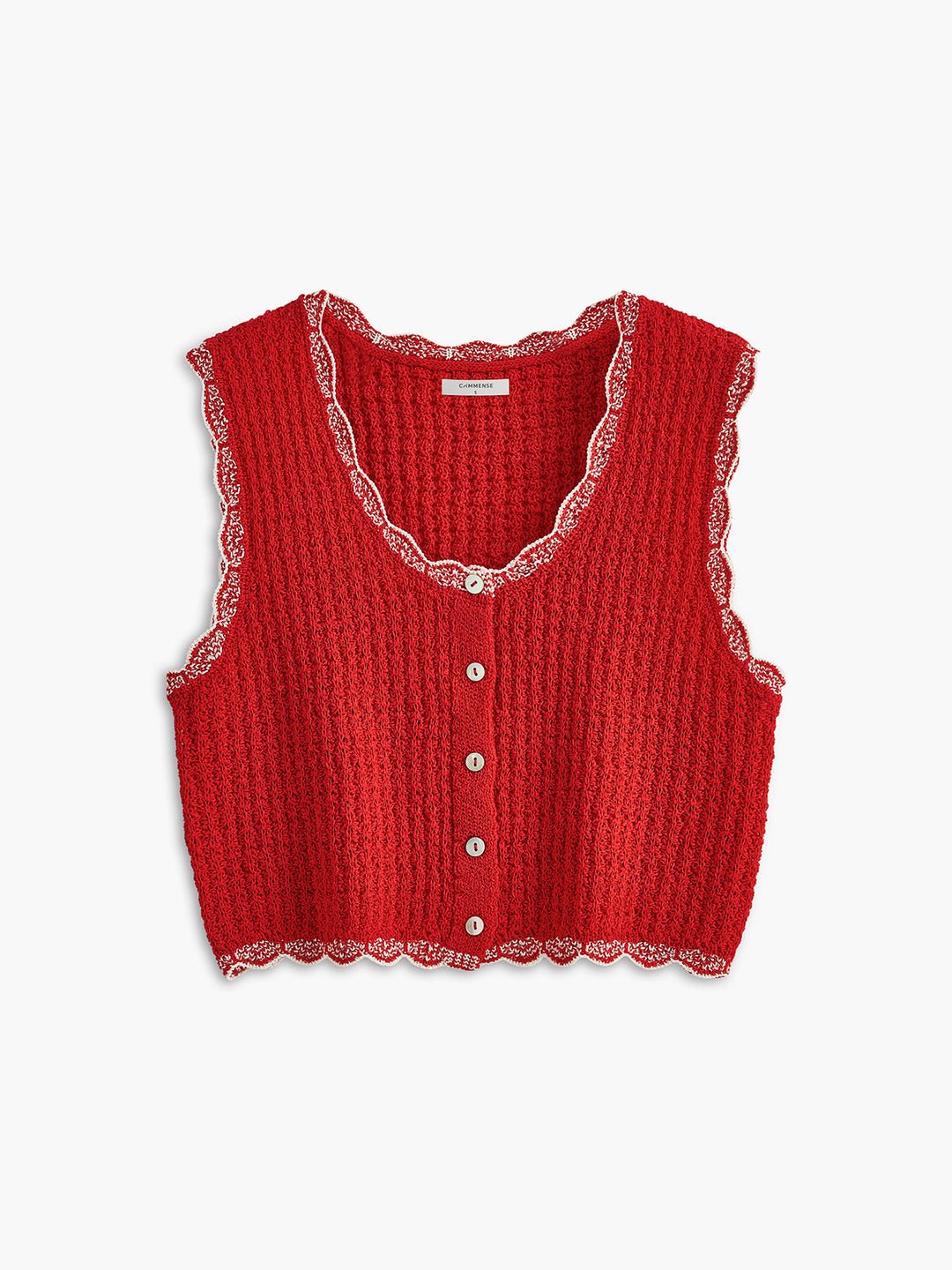 Wave Trim Breasted Sweater Weste
