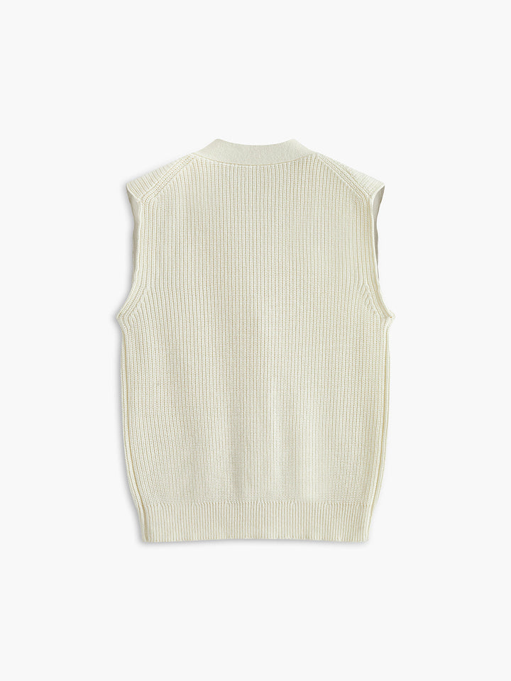 Gekämmte Baumwollmischung Gerippter Pullover-Weste