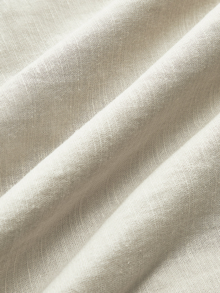 Baumwoll-Leinen-Wickelkleid mit schlitz