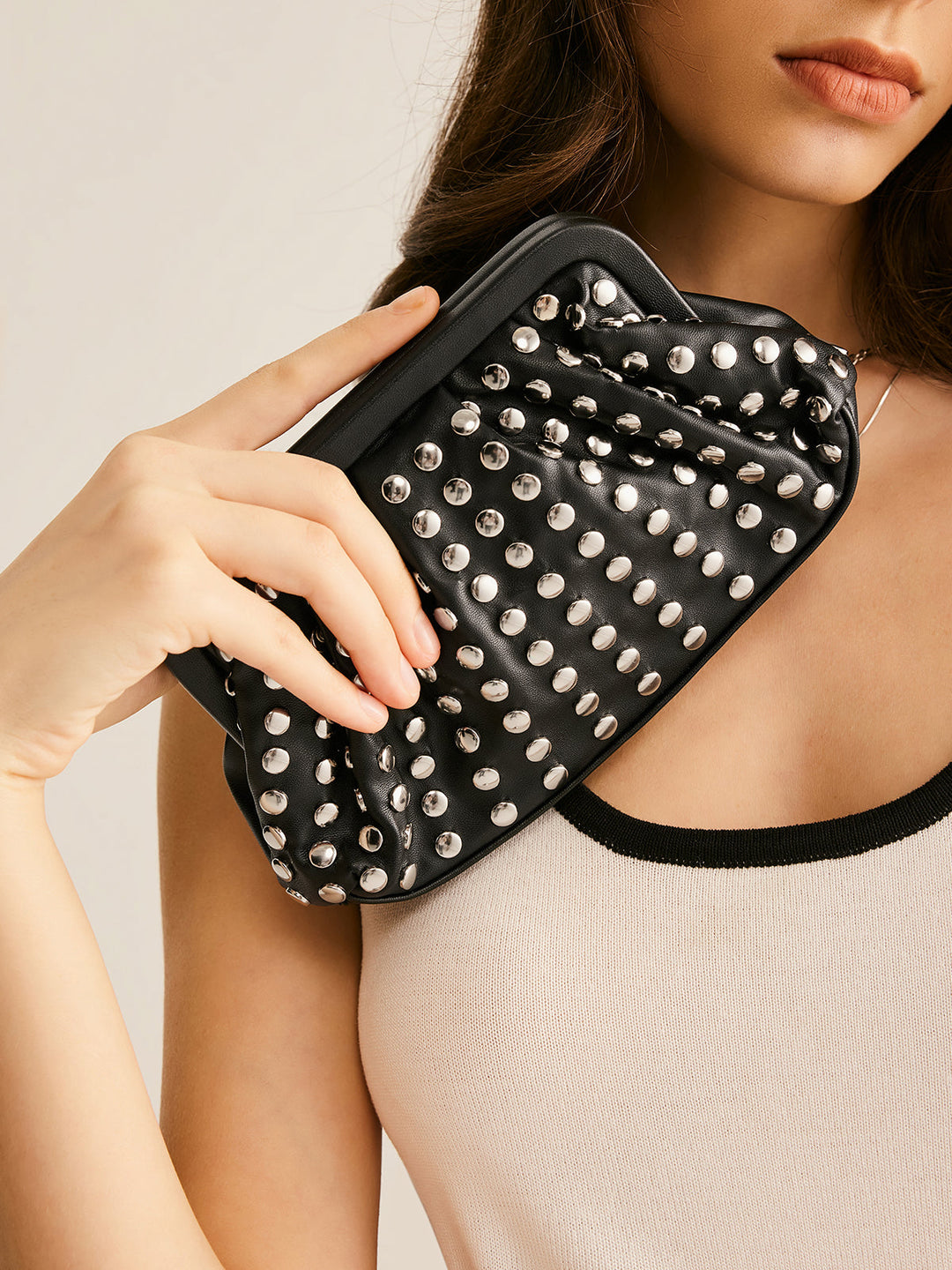 Besetzte Plissierte Clutch Tasche