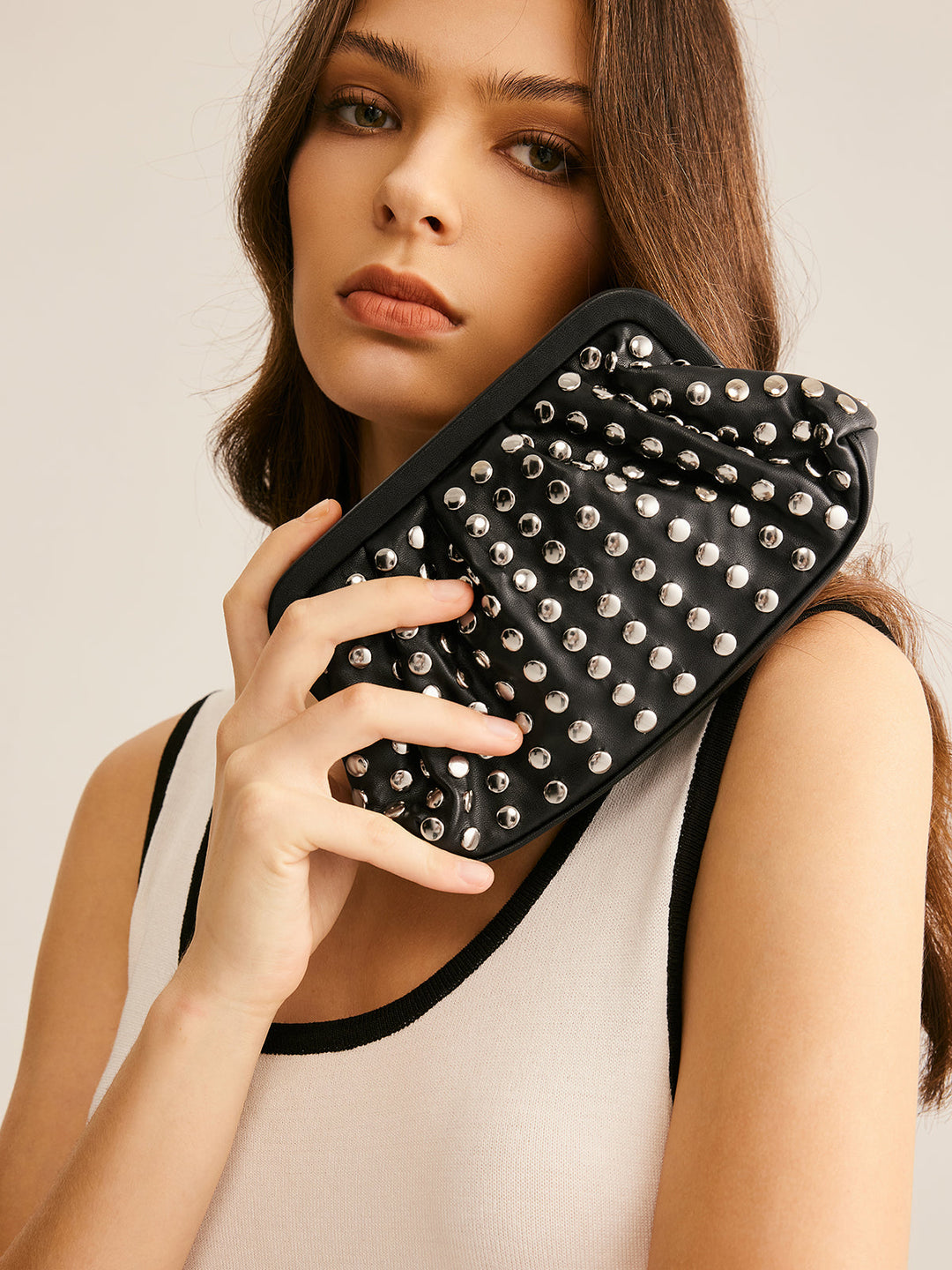 Besetzte Plissierte Clutch Tasche