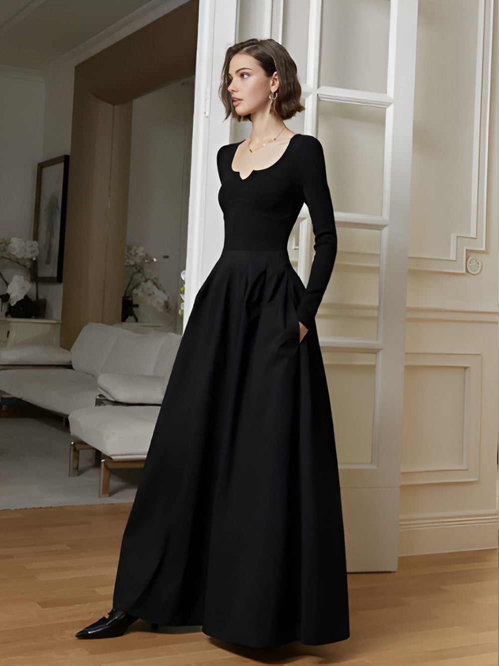 Elegantes Etuikleid mit Schirm-Panel