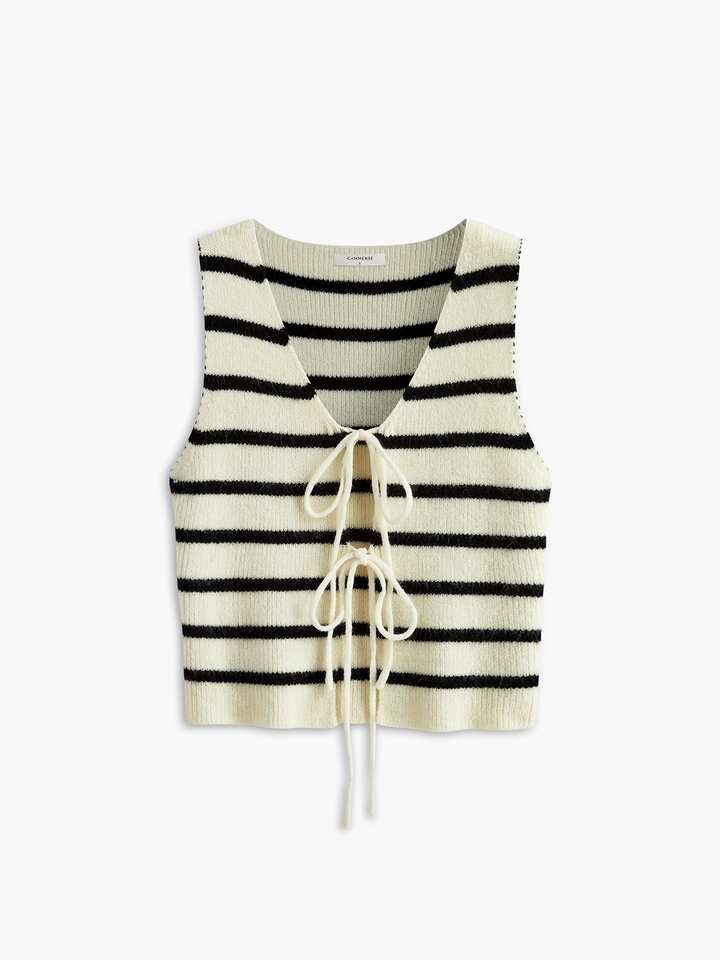V-Ausschnitt Gestreifter Westen-Pullover