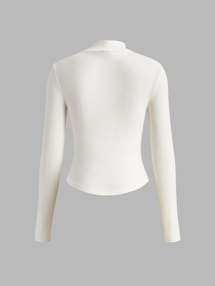 Mock-Neck-Piping-Slim-T-Shirt