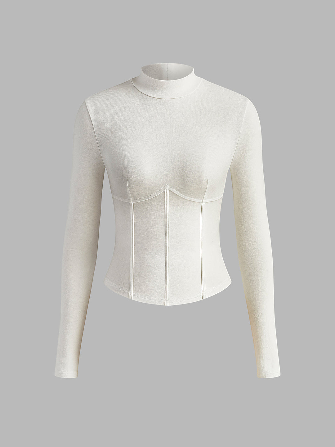 Mock-Neck-Piping-Slim-T-Shirt